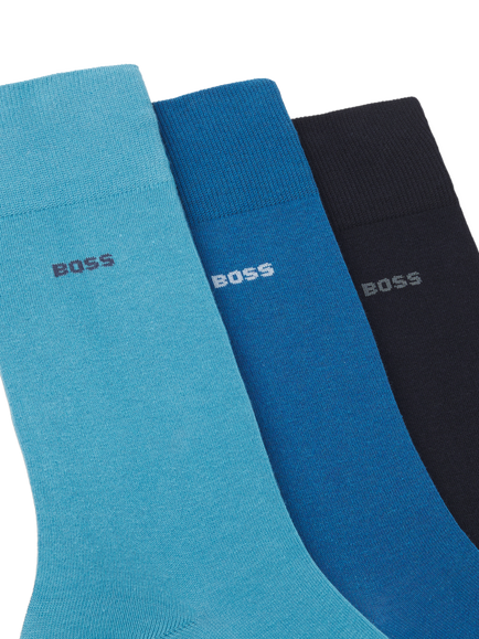 BOSS Cotton Blend Socks, Pack of 3, Blue - view 2, Blue