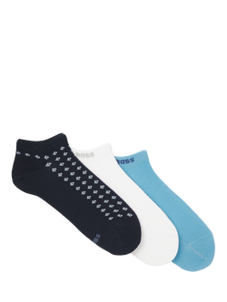 BOSS Cotton Blend Trainer Socks, Pack of 3, Dark Blue, Dark Blue