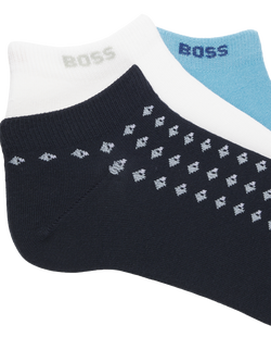 BOSS Cotton Blend Trainer Socks, Pack of 3, Dark Blue - view 2, Dark Blue