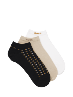 BOSS Cotton Blend Trainer Socks, Pack of 3, Black, Black