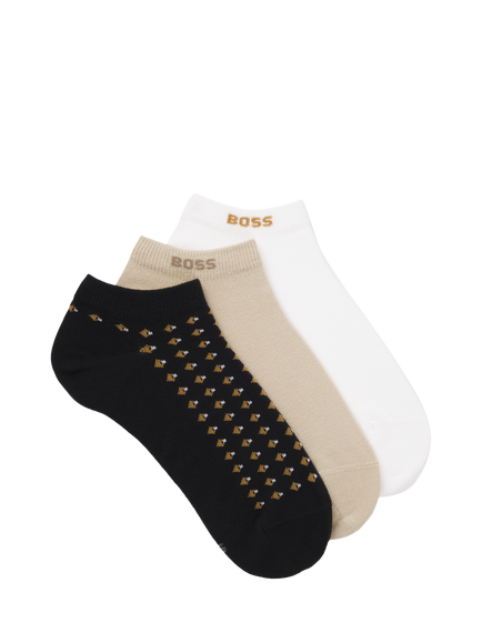 BOSS Cotton Blend Trainer Socks, Pack of 3, Black, Black