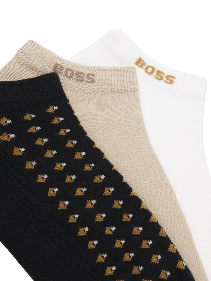 BOSS Cotton Blend Trainer Socks, Pack of 3, Black - view 2, Black