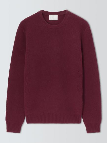 John Lewis Crew Neck Cashmere Jumper, Burgundy, Burgundy