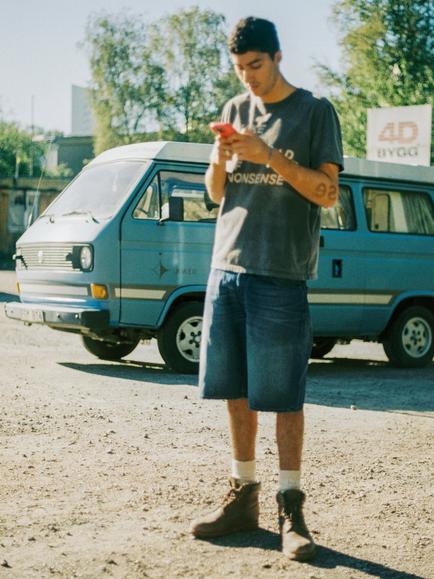 Nudie Jeans Zeb Denim Shorts, Blue Painter - view 2, Blue Painter