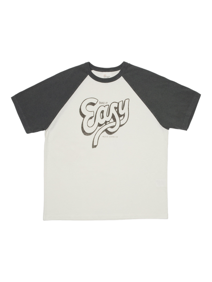 Nudie Jeans Roy Cotton Raglan T-Shirt, Offwhite/Black, Offwhite/Black