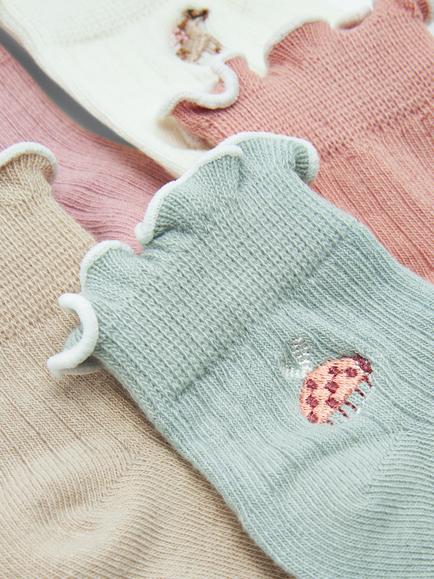 John Lewis Baby Organic Cotton Rich Embroidered Unicorn Ankle Socks, Pack of 5, Multi - view 2, Multi