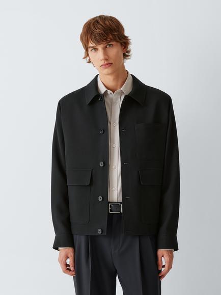 John Lewis Pure Wool Overshirt, Black, Black