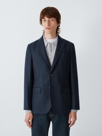 John Lewis Single Breasted Textured Wool Blend Blazer, Navy, Navy