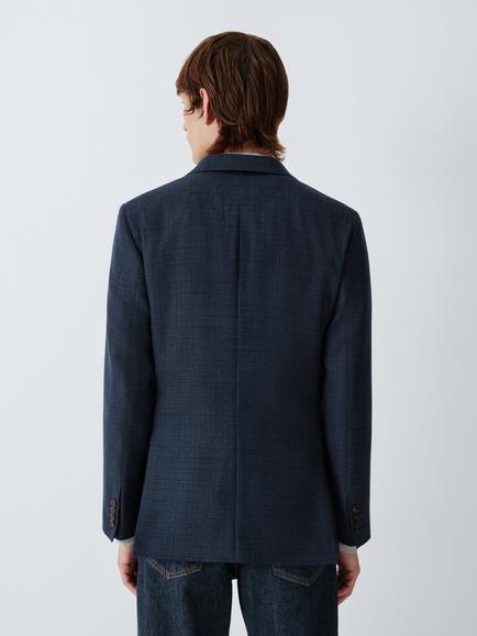 John Lewis Single Breasted Textured Wool Blend Blazer, Navy - view 2, Navy