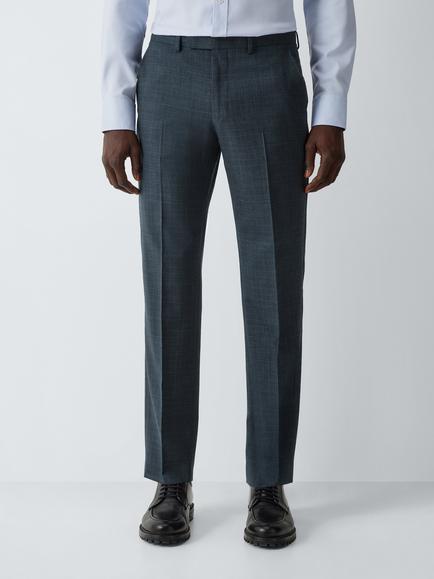 John Lewis Slim Fit Modern Check Wool Rich Suit Trousers, Navy, Navy