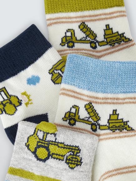 John Lewis Baby Organic Cotton Rich Digger Socks, Pack of 5, Multi - view 2, Multi