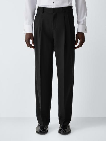 John Lewis Wool Rich Wide Fit Dinner Suit Trousers, Black