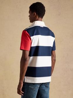 Joules Cotton Crossfield Rugby Club Shirt, Red/Multi - view 2, Red/Multi