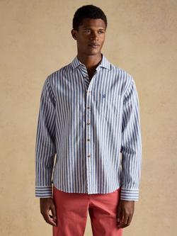 Joules Linen Blend Stripe Shirt, Blue, Blue