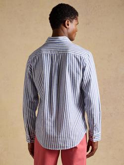 Joules Linen Blend Stripe Shirt, Blue - view 2, Blue