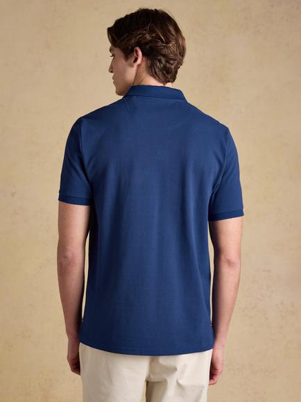 Joules Woody Cotton Pique Polo Shirt, Dark Blue - view 2, Dark Blue