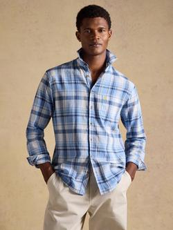 Joules Linen Blend Check Shirt, Blue, Blue