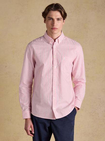 Joules Stripe Oxford Shirt, Pink, Pink