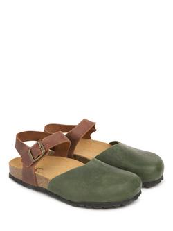 Celtic & Co. Leather Closed Toe Strappy Sandals, Olive / Tan - view 2, Olive / Tan
