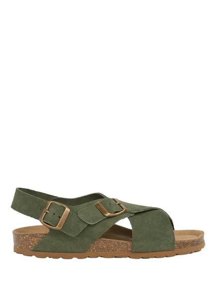 Celtic & Co. Suede Crossover Open Toe Sandals, Olive
