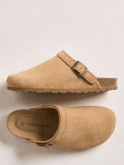 Celtic & Co. Strap Detail Leather Clogs, Sand - view 2, Sand