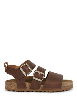 Celtic & Co. Leather Triple Strap Sandals, Rust, Rust