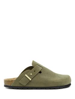 Celtic & Co. Leather Stud Strap Clogs, Olive Suede