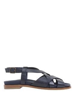 Celtic & Co. Leather Open Toe Flat Plaited Sandals, Navy, Navy