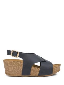 Celtic & Co. Nubuck Cross Over Detail Wedge Sandals, Dark Navy, Dark Navy