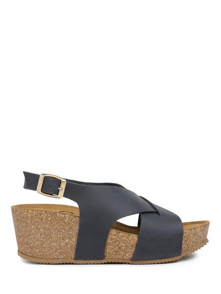 Celtic & Co. Nubuck Cross Over Detail Wedge Sandals, Dark Navy, Dark Navy