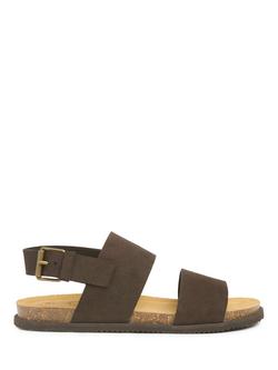 Celtic & Co. Suede Double Strap Backstrap Footbed Sandals, Chocolate, Chocolate