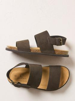 Celtic & Co. Suede Double Strap Backstrap Footbed Sandals, Chocolate - view 2, Chocolate