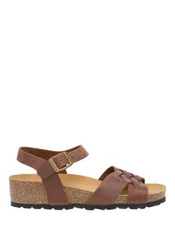 Celtic & Co. Woven Detail Low Wedge Strappy Sandals, Cognac, Cognac