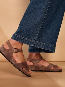 Celtic & Co. Woven Detail Low Wedge Strappy Sandals, Cognac - view 2, Cognac