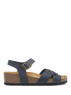 Celtic & Co. Woven Detail Low Wedge Strappy Sandals, Navy, Navy