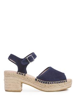 Celtic & Co. Suede Block Heel Espadrille Sandals, Navy, Navy
