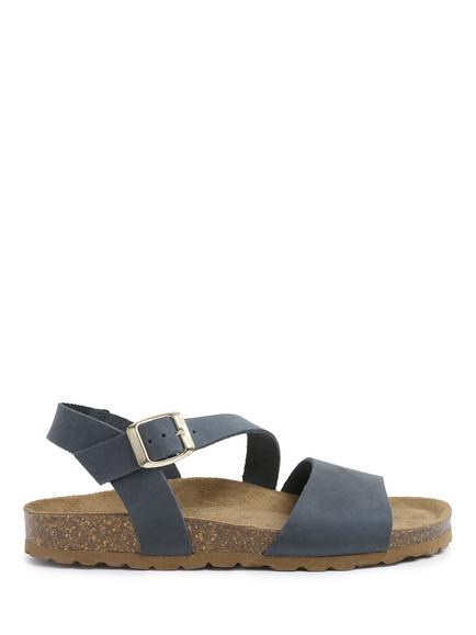 Celtic & Co. Leather Aysmmetic Strap Footbed Sandals, Navy, Navy