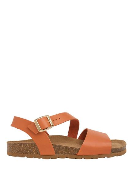 Celtic & Co. Leather Aysmmetic Strap Footbed Sandals, Orange, Orange