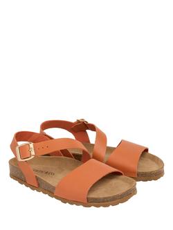 Celtic & Co. Leather Aysmmetic Strap Footbed Sandals, Orange - view 2, Orange