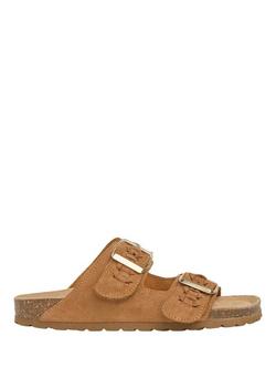 Celtic & Co. Suede Double Strap Open Toe Sandals, Tan, Tan