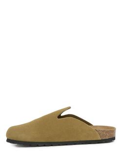 Celtic & Co. Suede Minimal Clogs, Olive - view 2, Olive