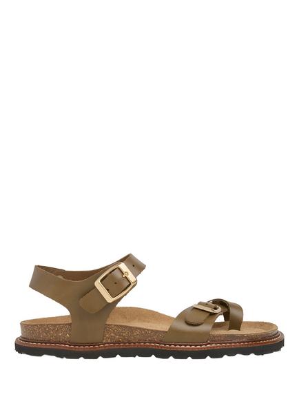 Celtic & Co. Leather Open Cross Over Toe Sandals, Khaki, Khaki