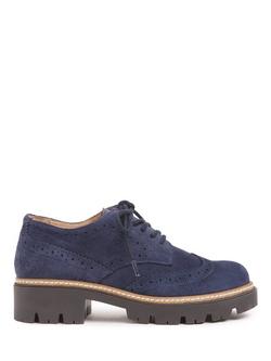Celtic & Co. Suede Chunky Brogue Shoes, Navy, Navy