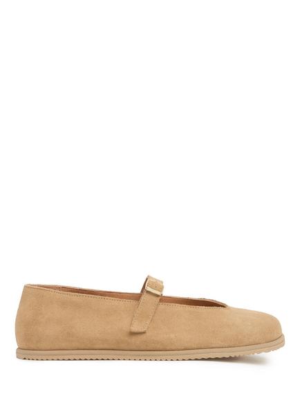 Celtic & Co. Suede Strap Detail Ballerina Pumps, Sand, Sand