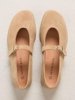 Celtic & Co. Suede Strap Detail Ballerina Pumps, Sand - view 2, Sand