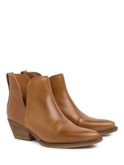 Celtic & Co. Leather Split Detail Ankle Boots, Tan - view 2, Tan