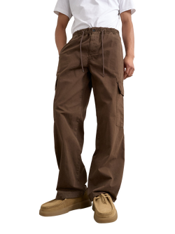 Topman Barrel Leg Cargo Trousers, Brown, Brown
