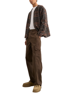 Topman Barrel Leg Cargo Trousers, Brown - view 2, Brown