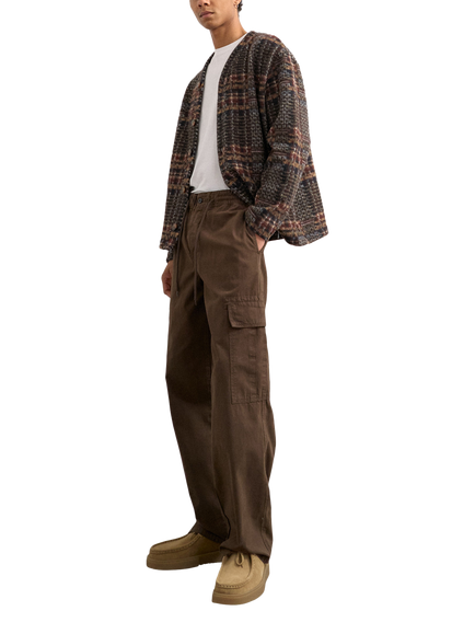 Topman Barrel Leg Cargo Trousers, Brown - view 2, Brown