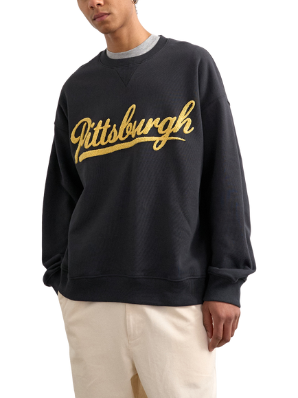 Topman Pittsburgh Chenille Sweatshirt, Black, Black